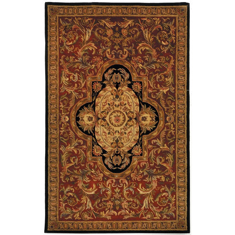 Safavieh Classic Collection CL220 Rug, Red/Black, 9'6"x13'6"