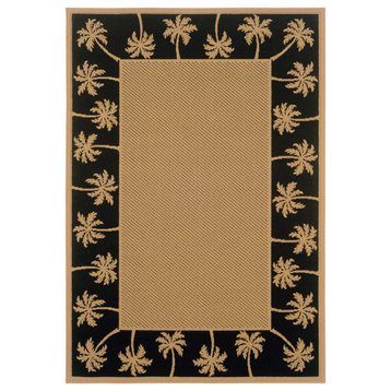 Malibu Indoor and Outdoor Outdoor Beige and Black Rug, 1'8"x3'7"