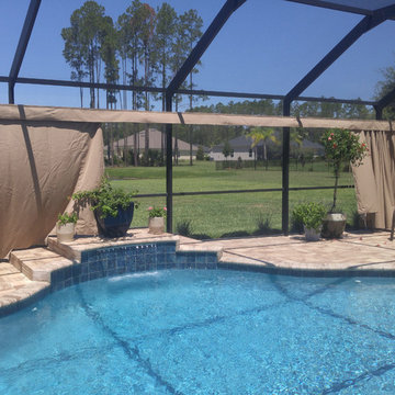 Outdoor privacy solutions. Retractable screened pool curtains.