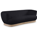 Meridian Furniture - Kipton Boucle Fabric Upholstered Sofa, Black - Add an elegant touch to your living room with this eye-catching Kipton sofa from Meridian Furniture. Featuring a rubber wood frame upholstered with rich black boucle fabric this sofa is both soft and comfortable to kick back and relax in. Its solid rubber wood base in a natural oak finish provides a splash of color to this black piece, making it a stunning addition to your living area, while its curved back makes it an extra cozy place to sit.