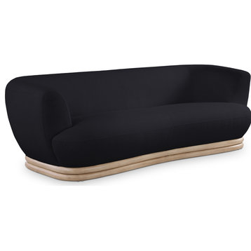 Kipton Boucle Fabric Upholstered Sofa, Black