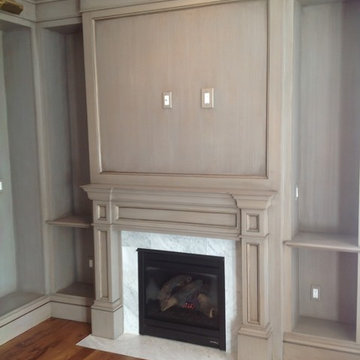 Custom faux painted cabinetry -- Library