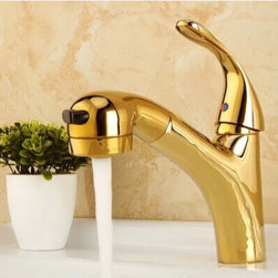 Antique Rotatable Brass Pull Down Kitchen Sink Faucet TA159G - Kitchen Faucets