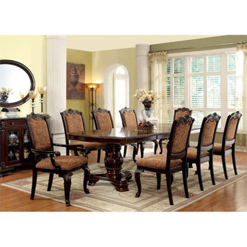 Furniture of America Ramsaran Wood 9-Piece Extendable Dining Set in Brown Cherry