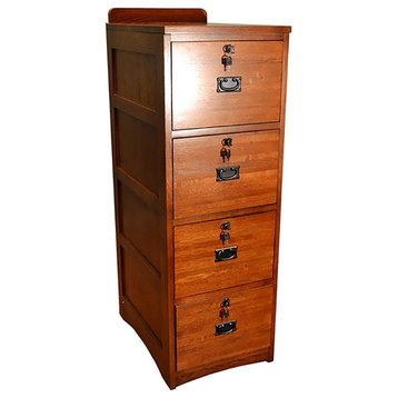 Crafters and Weavers Arts and Crafts 4-Drawer Wood File Cabinet in Cherry