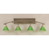 Bow 4 Light Bath Bar, 7" Kiwi Green Crystal Glass
