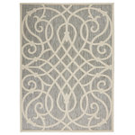 Nourison - Nourison Palamos Modern Farmhouse Cream 4' x 6' Indoor Outdoor Area Rug - Soft, creamy elegance gives this the curvaceous Palamos area rug a look of subtle sophistication. Bold geometric lines swirl across it, in a lively diamond-and-curlicue design. Texturally enhanced with high-low pile, in a rich double-cream palette.