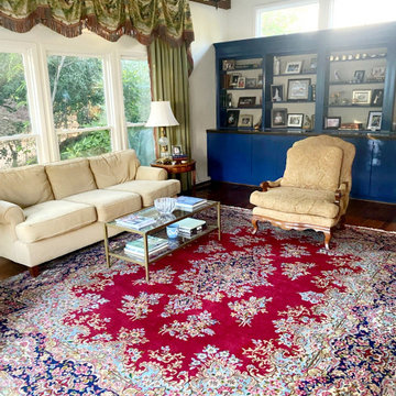 Vintage Persian Kerman Rug inspires Southern Living Room Design Charm!