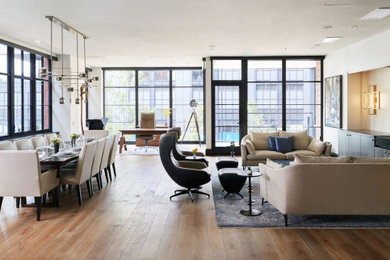 Living room - industrial living room idea in Chicago