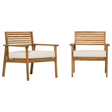Modern Solid Wood Outdoor Zander Club Chair (set of 2) - Brown