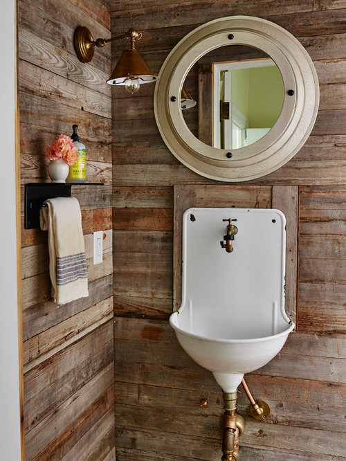 Landhausstil Gästetoilette & Gäste-WC mit brauner Wandfarbe: Ideen für