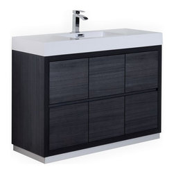 48 inch Integrated Sink Top Gray Oak Finish Free Standing Modern Bathroom Vanity - Bathroom Vanities And Sink Consoles