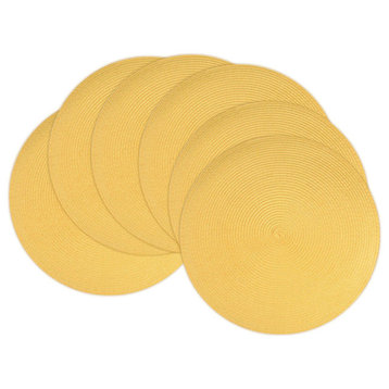 DII Yellow Round Polypropylene Woven Placemat, Set of 6