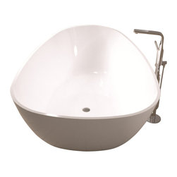 ADM Bathroom Design - ADM Elipsed Freestanding Bathtub, Glossy White, 74.8" - Bathtubs