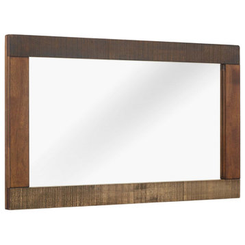 Arwen Rustic Wood Frame Mirror - Enhance Bedroom Decor with Distressed Wood Grai