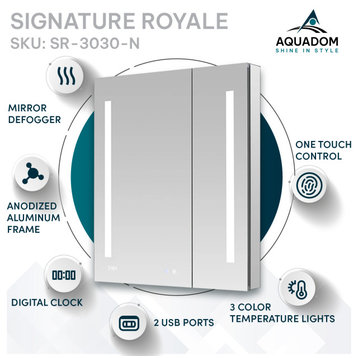AQUADOM Signature Royale LED Lighted Medicine Cabinet 30"x30"x5"