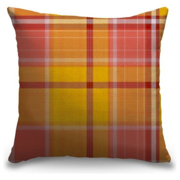 "Pink and Yellow Madras Plaid" Pillow 16"x16"