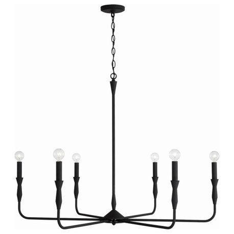 Paloma Six Light Chandelier, Textured Black