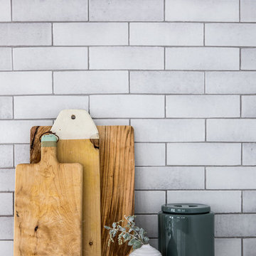 Cool Neutral Brick Kitchen