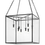 Hudson Valley Lighting - Catskill 8-Light Large Pendant Aged Iron Finish - A large cube frame is suspended from four intricately-detailed chains giving Catskill an air of sophistication. The lamps come down from the top as opposed to up from the bottom adding to the distinctive style while providing gorgeous downlight. Comes in three finishes: Aged Brass, Aged Iron and Polished Nickel.