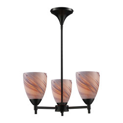 Celina-3-Light-Chandelier-In-Dark-Rust-And-Creme-Glass - Chandeliers