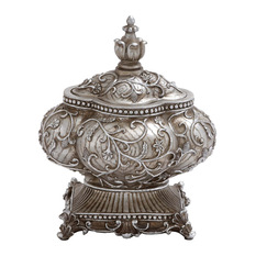 benzara attractive polystone decorative urn with intricate detailing silver decorative jars and urns - Decorative Urns benzara attractive polystone decorative urn with intricate detailing silver decorative jars and urns - Decorative Urns