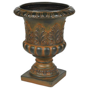 Afuera Living Traditional Urn Planter in Weathered Burnt Orange and Brown