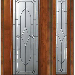 Prehung Side light Door 80 Wood Alder Bourbon Full Lite Glass - Front Doors