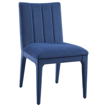 Brianne Wood Navy Blue Armless Dining Chair