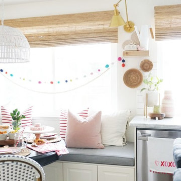 Sunbrella Canvas Granite creates neutral window seat cushion