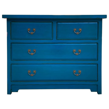 Oriental Bright Blue 4 Drawers Sideboard Credenza Dresser Cabinet Hcs7526