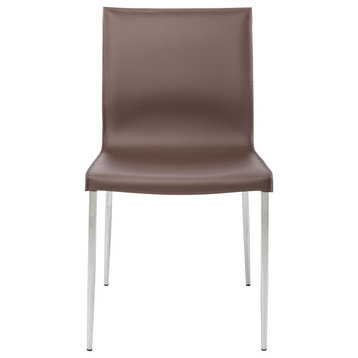Nuevo Colter Leather Dining Side Chair in Mink