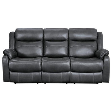 Lexicon Yerba Double Reclining Sofa with Drop-Down Cup Holders in Dark Gray