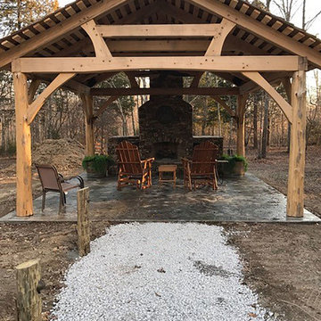 Timber Frame Pavilion with Live Edge Eastern Cedar Posts
