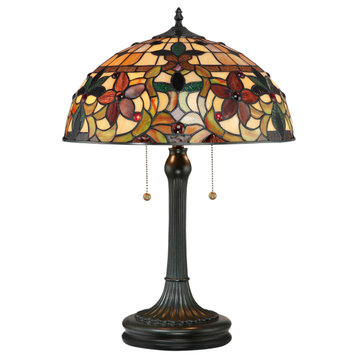 Luxury Mediterranean Tiffany Table Lamp, Vintage Bronze, UQL7150