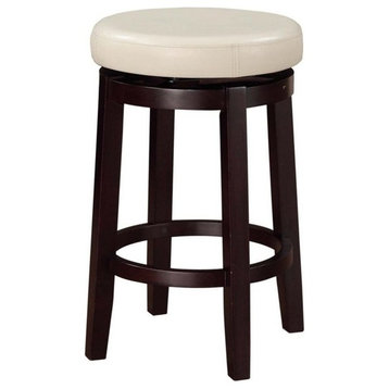 Pemberly Row 24" Transitional Wood Swivel Counter Stool in White