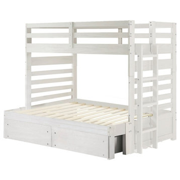 My Bed Now Everest Twin-over-Full 2-Drawer Wood Bunk Bed with Ladder in White