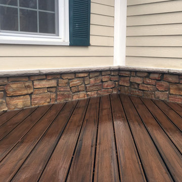 Backyard sun deck and stair access