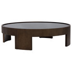 Sunpan - Brunetto Coffee Table Large Dark Brown - Bring sophistication to any living space with this large coffee table that is infused with a touch of contemporary style. Features a dark brown oak wood veneer frame with a smoked tempered glass top. Also available in a small size, and in an ash grey finish. As wood is an organic, porous material, these pieces will contain natural variation of texture and may also exhibit fine indentations and cracks. Wood pieces will also display a disparity of colour and grain, and visible knots and burls that add to the character of each piece.