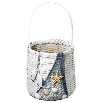 Nautical Basket With Netting and Shells
