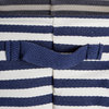 Pe Coated Herringbone Woven Cotton Laundry Bin Stripe French Blue Round Small