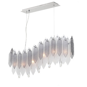Stratus Chandelier, Chrome Frame Smoke and Frosted Glass