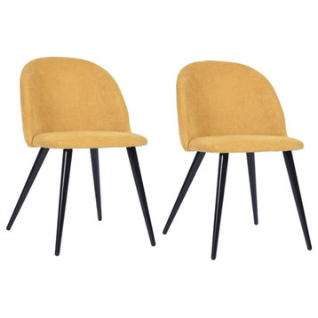 Homycasa 30.5"H Modern Fabric Dining Chair in Yellow (Set of 2)