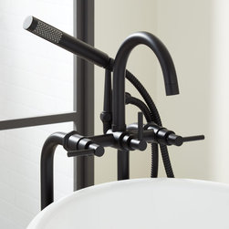 Sebastian Freestanding Tub Faucet, Supplies, Valves - Lever Handles - Matte Blac - Bathtub Faucets