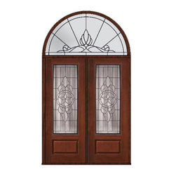 Prehung Transom Double Door 96 Fiberglass Brazos 3/4 Lite Glass - Front Doors