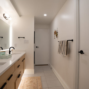 Hollyburn Master Bathroom Renovation – Backlit Mirror & Floating Double Vanity
