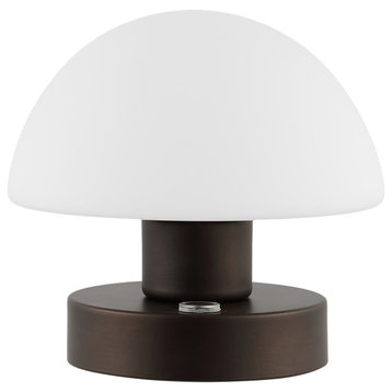Zoe 5.75" Bohemian Farmhouse Iron Rechargeable Integrated LED Table Lamp, Black