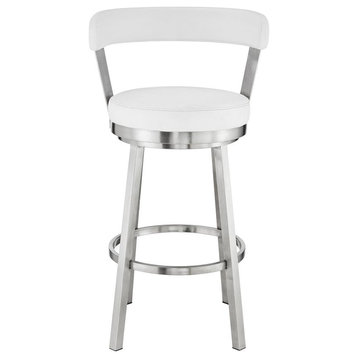 Kobe 30 Bar Height Swivel Bar Stool in Brushed Stainless Steel Finish and...