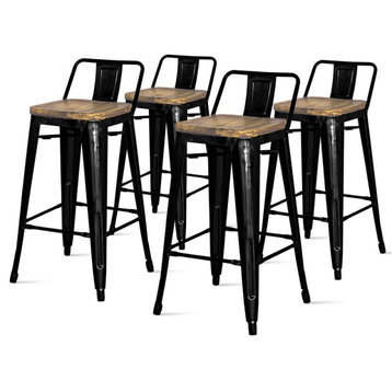 New Pacific Direct Metropolis 26" Low Back Counter Stool in Black (Set of 4)