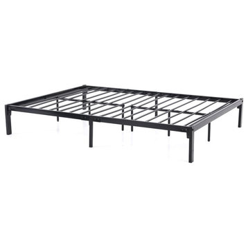 Hodedah Twin Size Metal Bed Frame in Black Finish